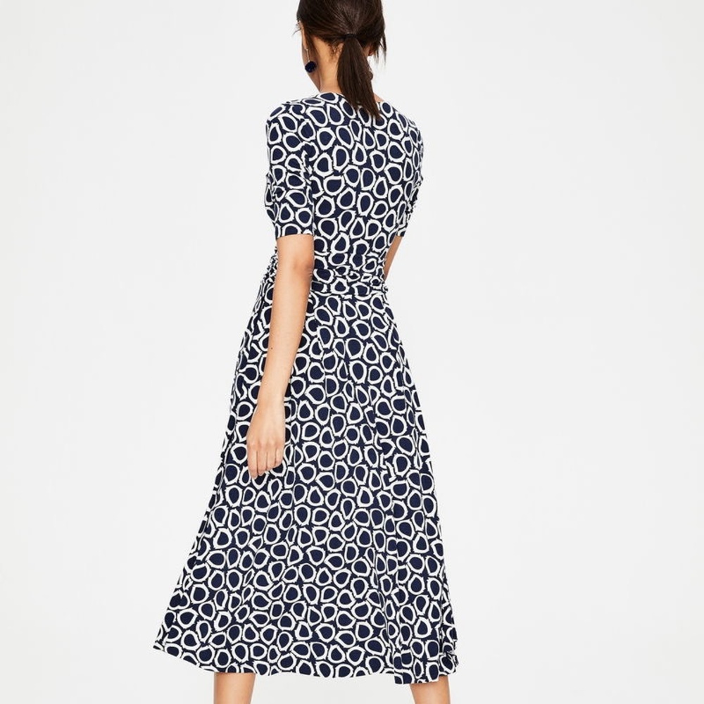 Boden Kassidy Jersey Navy and White Geometric Midi Dress- EUC - Picture 2 of 10
